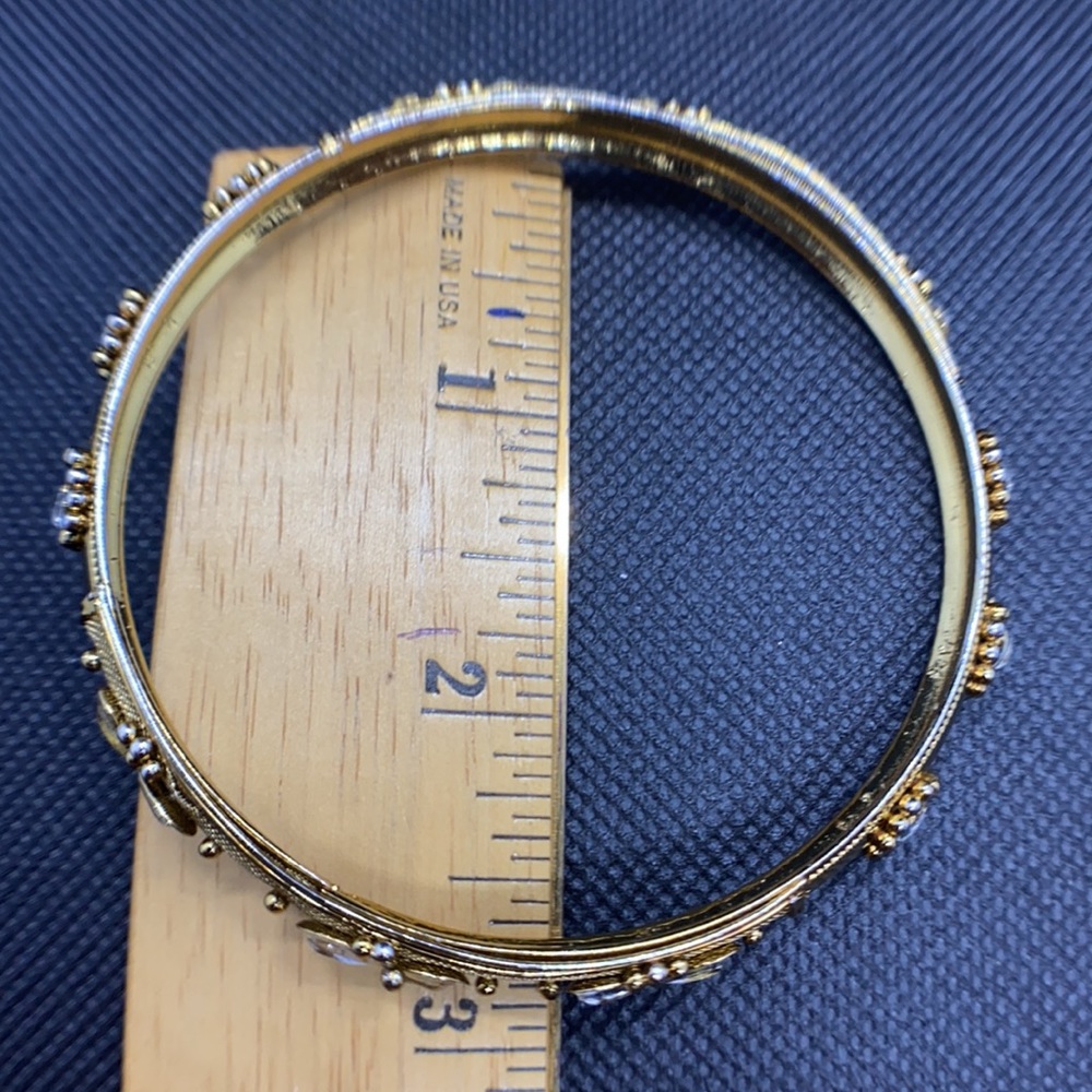 Multiple Gold Crystal Bangle Bracelets - image 4